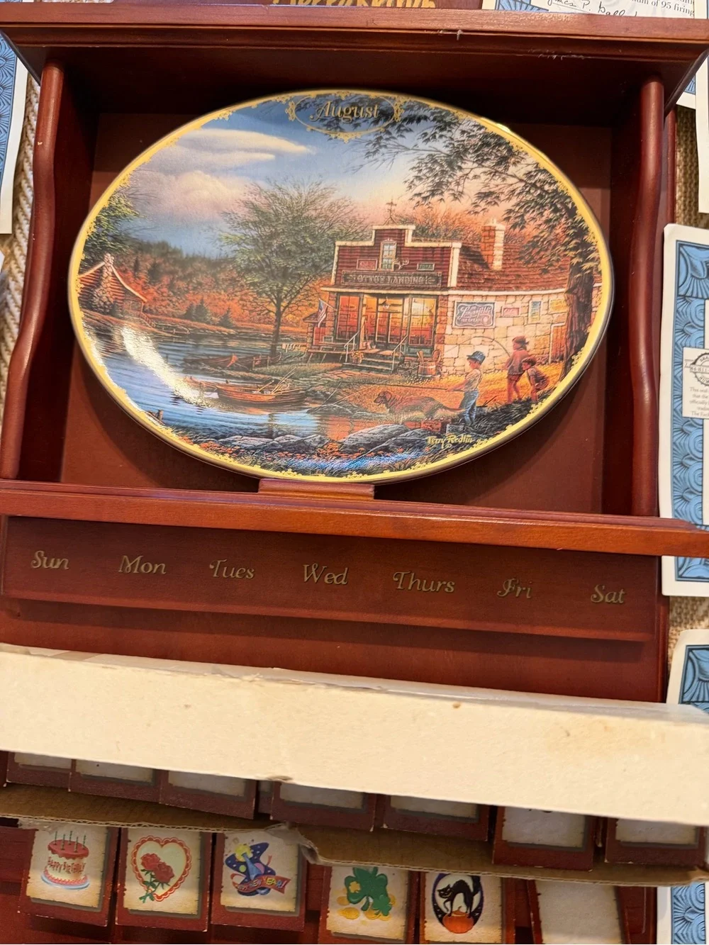 Terry Redlin Seasons to Remember Perpetual Calendar Complete 12 Plates Tiles COA